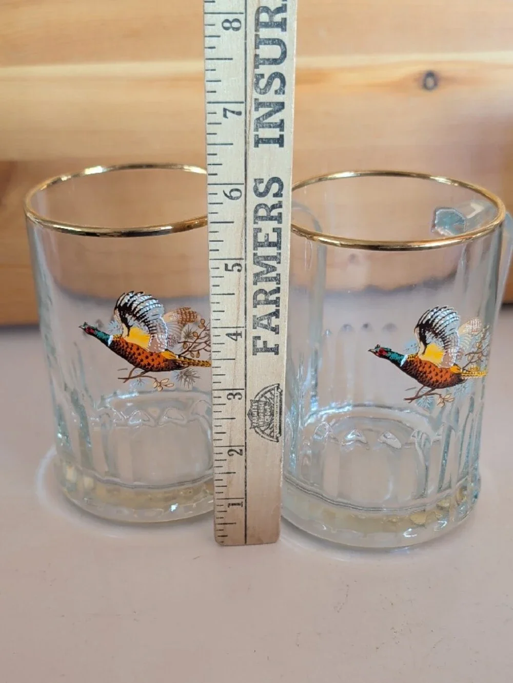2 VTG. Tudor Dema ,   Pheasant Glass Beer Mugs. England🌟🌟🌟